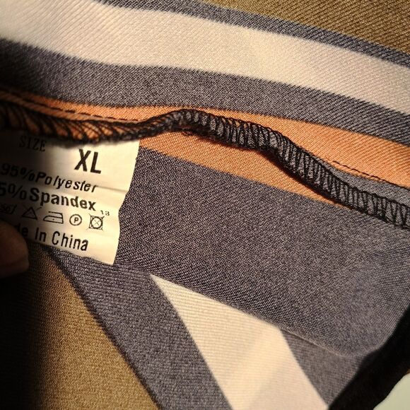 Vintage Striped Button-Up Shirt Long Sleeve Retro Brown Orange White Blouse XL - Picture 3 of 4